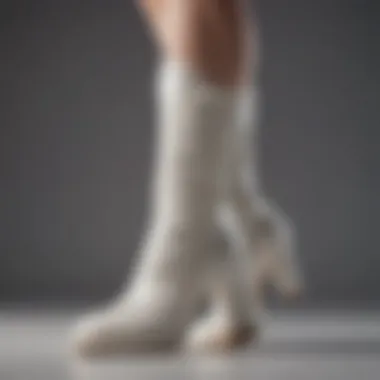Intricate Details of White Boots A close-up of white boot details