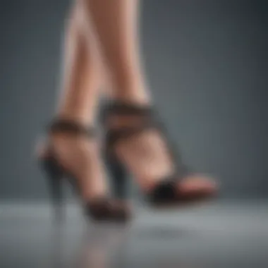 Intricate Detailing of T-strap Heels Close-up of T-strap heel detailing