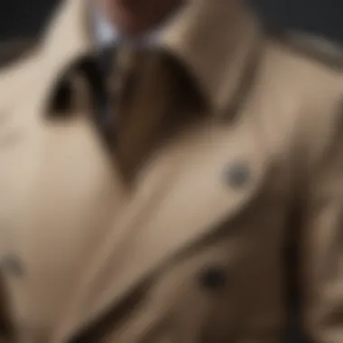 Detailed craftsmanship of the trench coat fabric