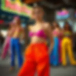 A collection showcasing pop sugar pants in various vibrant colors