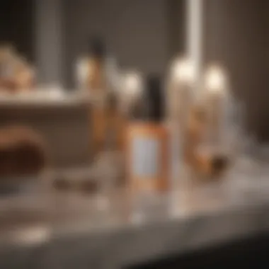 Chic Skincare Vanity: Essentials for Pigmentation Care A stylish vanity showcasing skincare products and tools for pigmentation treatment