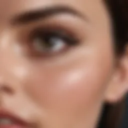 A close-up view of prominent lashes enhanced by a serum