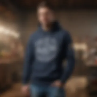 Online shopping experience featuring True Religion hoodies on a digital device.