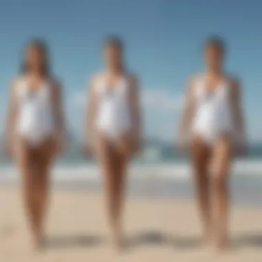 Side-by-side comparison of different white swimsuit styles