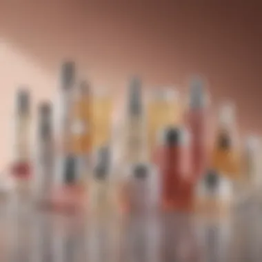 An array of skincare products arranged aesthetically, highlighting different brands and formulations.