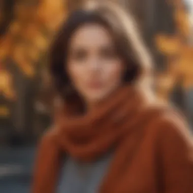 Stylish Knitwear for Fall Cozy knit sweater paired with a stylish scarf in autumn colors