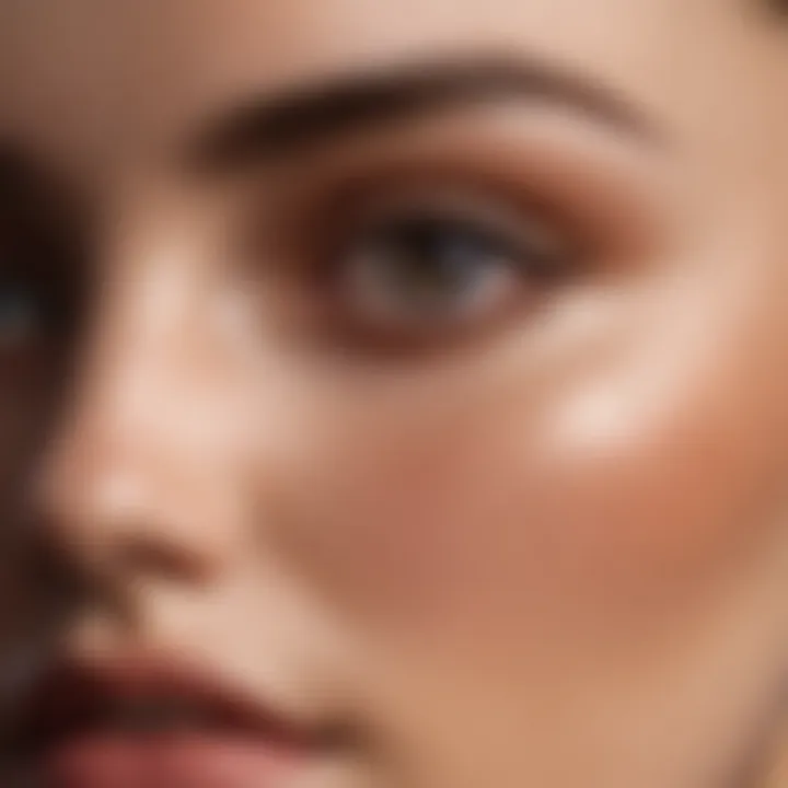 Close-up of a brush blending Fitme foundation seamlessly