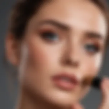 Flawlessly applying Fitme makeup A woman applying Fitme makeup on her face