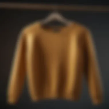 Graceful sweater hanging on a golden hanger