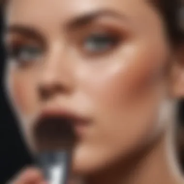 Flawless Foundation Application, Close-up of a makeup brush on fair skin