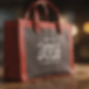 A vibrant shopping bag filled with fashion items.