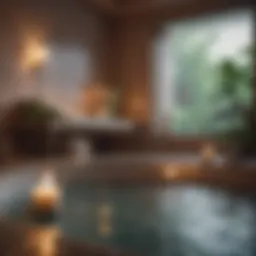 A serene spa setting with candles and flowers, symbolizing relaxation and self-care