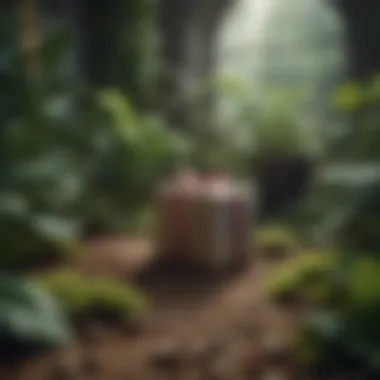 Thoughtful Gift in Nature A serene environment featuring a thoughtful gift surrounded by plants and natural elements.