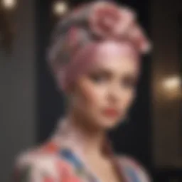 Elegant silk turban in floral motif