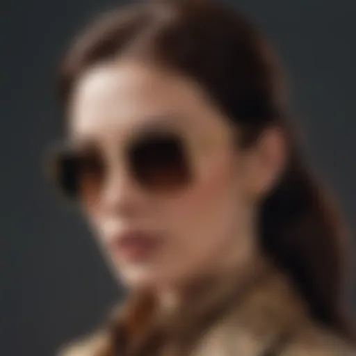 Elegant woman wearing Gucci Double G rectangular sunglasses