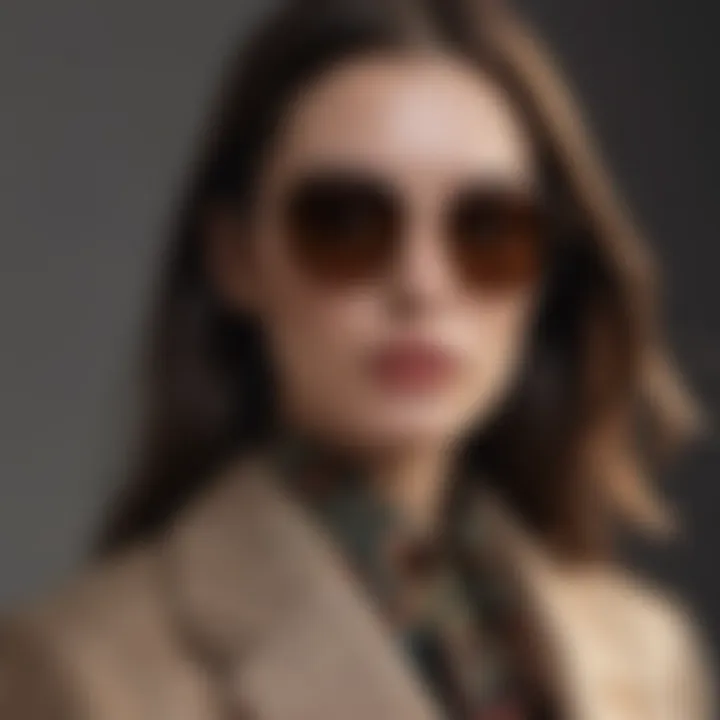 Fashion-forward individual showcasing Gucci Double G rectangular sunglasses