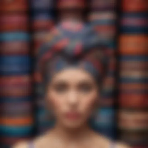 A vibrant collection of assorted head wraps showcasing different patterns and colors, symbolizing cultural diversity.