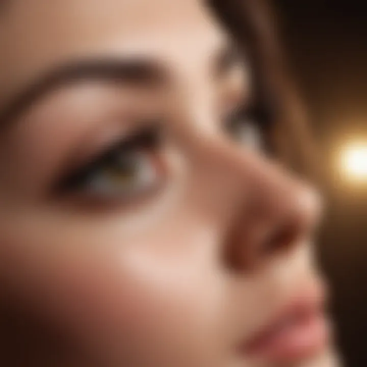 Close-up of healthy eyelashes showcasing natural luster
