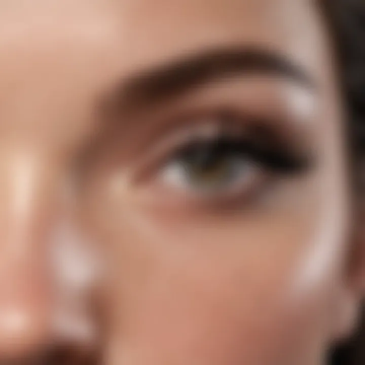 Close-up of clumpy mascara on lashes