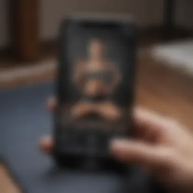 Smartphone Yoga App Interface A close-up of a smartphone displaying a yoga app interface