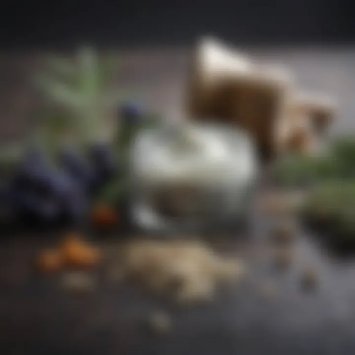 Close-up of key ingredients beneficial for facial dermatitis treatment.
