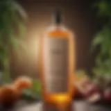 A luxurious keratin shampoo bottle surrounded by fresh ingredients