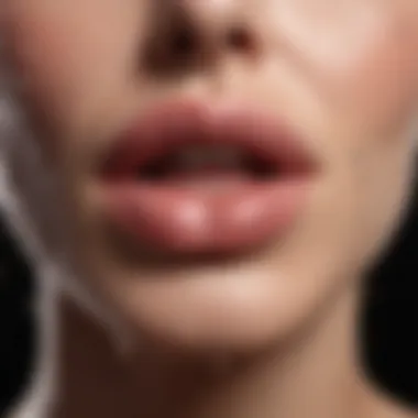 Glistening lips with hydration droplets