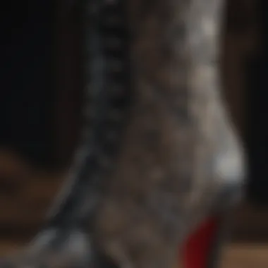 Close-up of intricate craftsmanship on Louboutin boots
