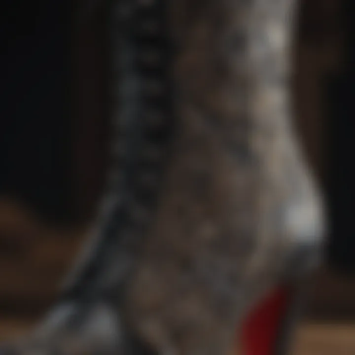 Close-up of intricate craftsmanship on Louboutin boots
