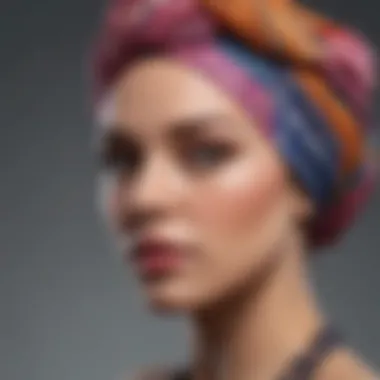 Textures and Colors of Head Wrap Materials A close-up of luxurious fabrics used for head wraps, highlighting textures and colors that enhance their visual appeal.