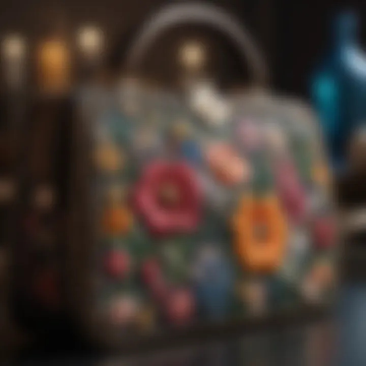 Luxurious purse adorned with intricate floral embroidery