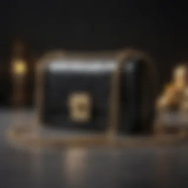 Elegance in Black and Gold Crossbody Bag Luxury Black Crossbody Bag with Gold Chain Strap