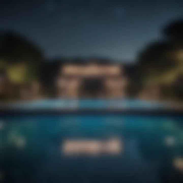 Opulent inflatable pool under starlit sky