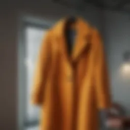 Elegant mango coat hanging on a minimalist hanger