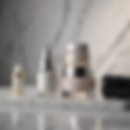 Elegant display of Stacked Skincare products arranged on a marble surface.