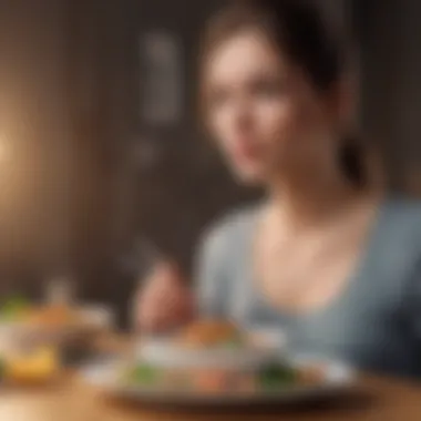 Woman practicing mindfulness while eating nutritious meal