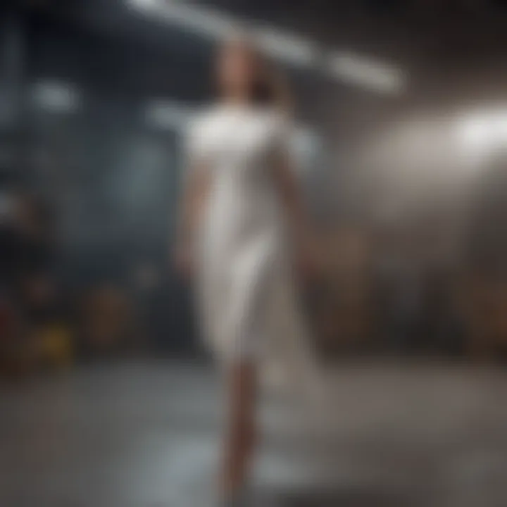 Minimalist warehouse dress floating in the air