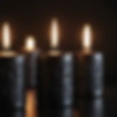 Elegant black candle with intricate designs