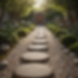 Zen Garden Pathway with Serene Sculpture