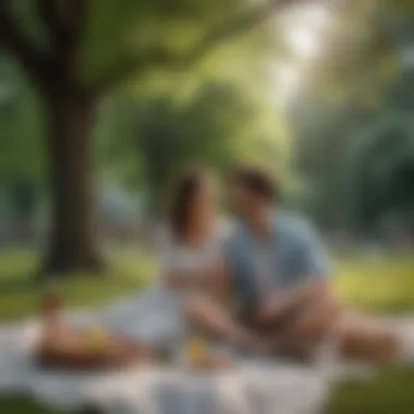 Couple bonding over a picnic in the park