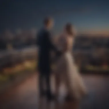 Elegant couple enjoying a rooftop date