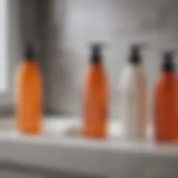 A selection of soothing shampoos on a bathroom counter