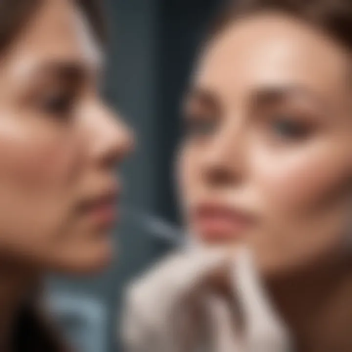 A dermatologist consulting with a patient about scar treatment options