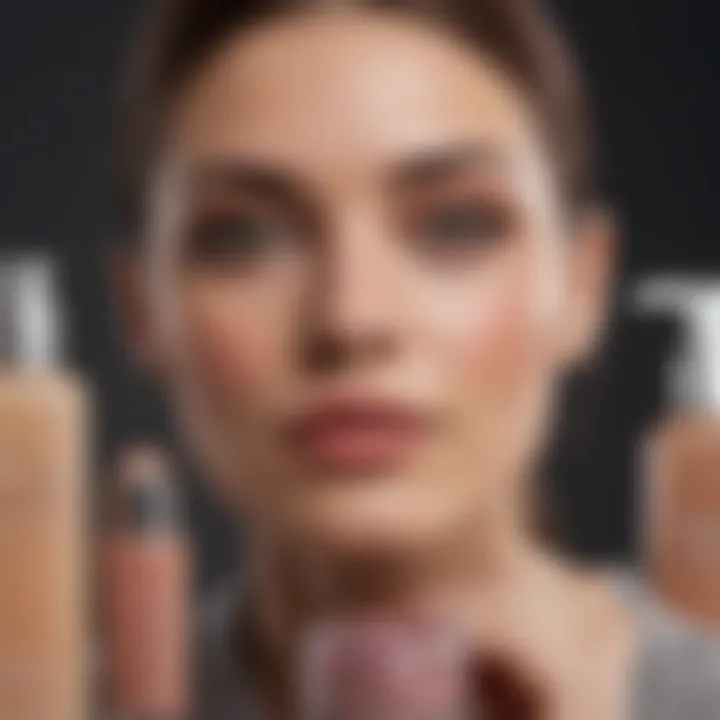 Close-up view of organic makeup products showcasing natural ingredients