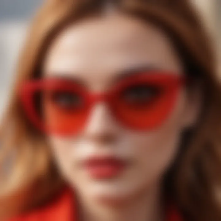 Bold oversized cat-eye sunglasses in vibrant red