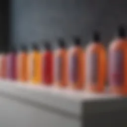 A serene display of various shampoo bottles arranged aesthetically