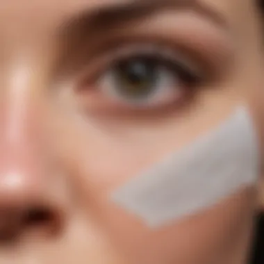 Close-up view of pore strips on a smooth surface