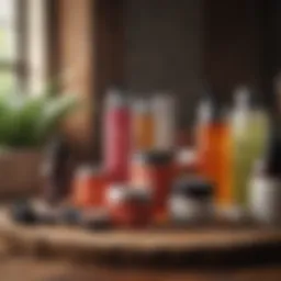 A vibrant array of skincare products on a wooden surface