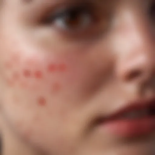 Close-up of irritated skin with red dots