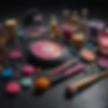 Colorful cosmetics and makeup tools